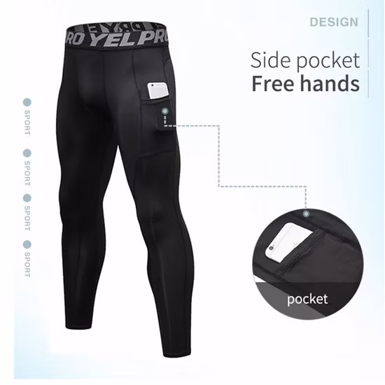 Pantalon de poche pour hommes, Leggings de sport, pantalon de Compression, Jogging, course à pied, exercice de Fitness, collants de gymnastique, vêtements de sport, poche, séchage rapide, vêtements de sport
