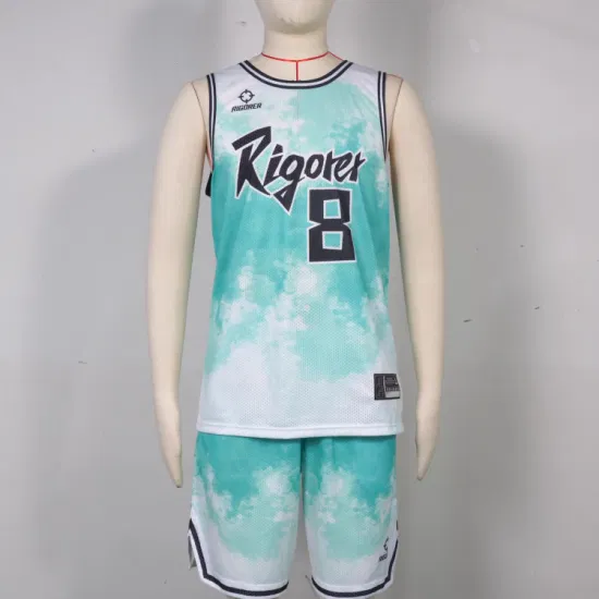 Vêtements de sport de basket-ball de tissu de polyester de jersey uniforme de sublimation de SGS Rigorer pour les hommes respirables