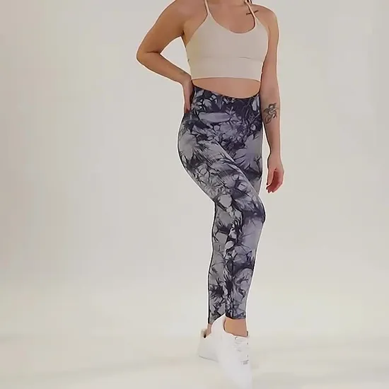 Vêtements de sport serrés faits sur commande de leggings de forme physique de yoga de colorant de cravate sans couture